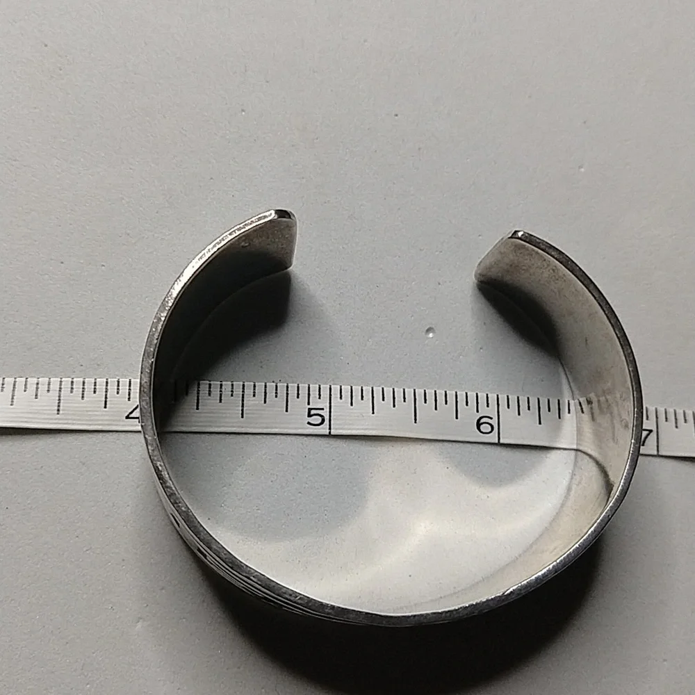 Solid sterling silver 925 greek key scroll design cuff bracelet vintage mexico